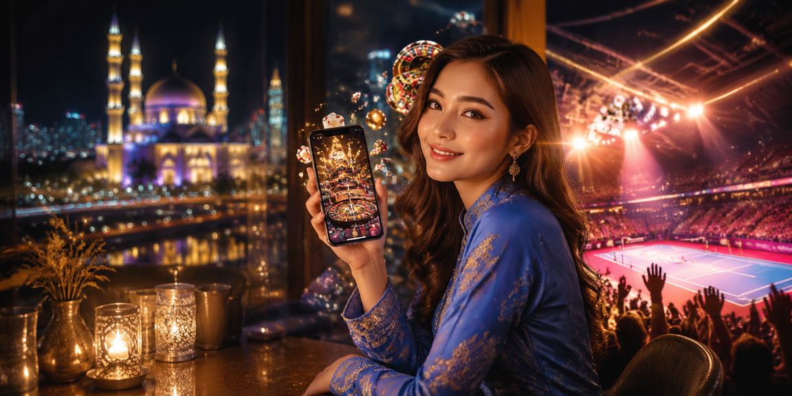 Pemain wanita berbaju kurung dari Selangor menggunakan aplikasi kasino rm200 di telefon